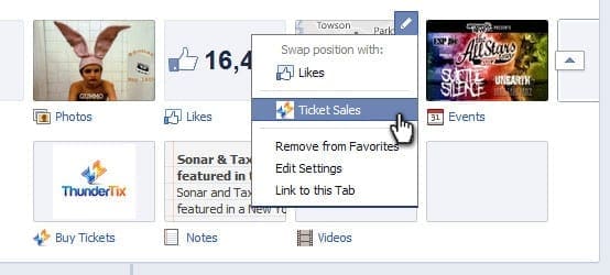 Place the "buy tickets" app above the fold on your Facebook Page