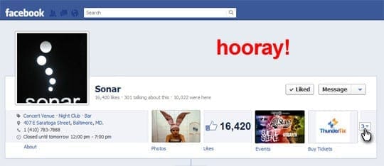 Place the "buy tickets" app above the fold on your Facebook Page