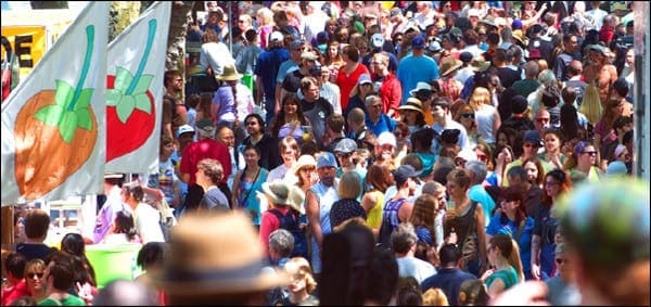 Thousands of people at a food festival food festival ticketing software