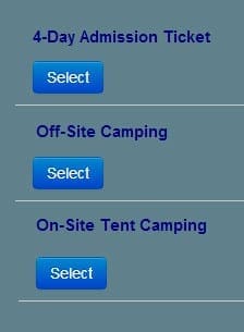 Festival Ticket Options