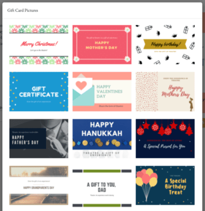 Gift card seasonal images and designs