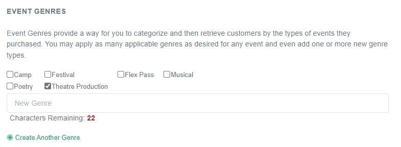 Adding Event Genres