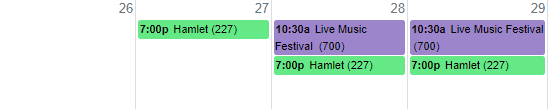 Calendar events view