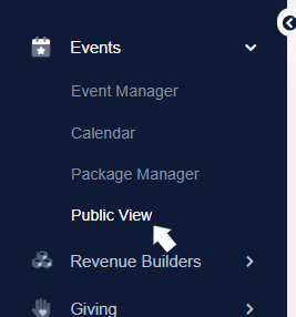Public View in Events Manager