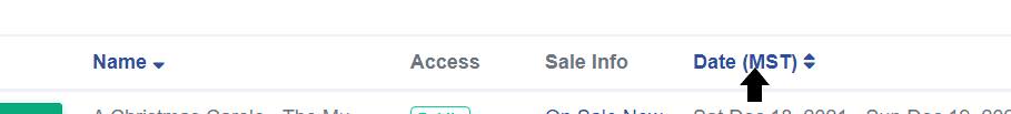 Sort events by name or date