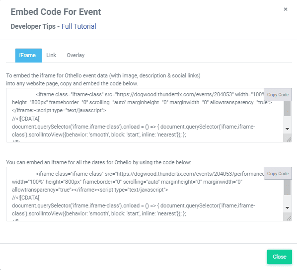 Embed Event Code