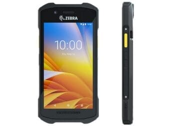 The Zebra TC21 is a mobile computer for barcode scanning using the ThunderTix app for Android