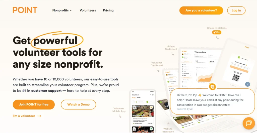 POINT website landing page.