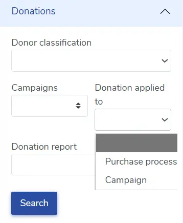 Donations tab on patron search