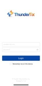 Ticket Sales App login screen
