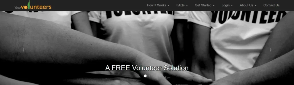 YourVolunteers landing page