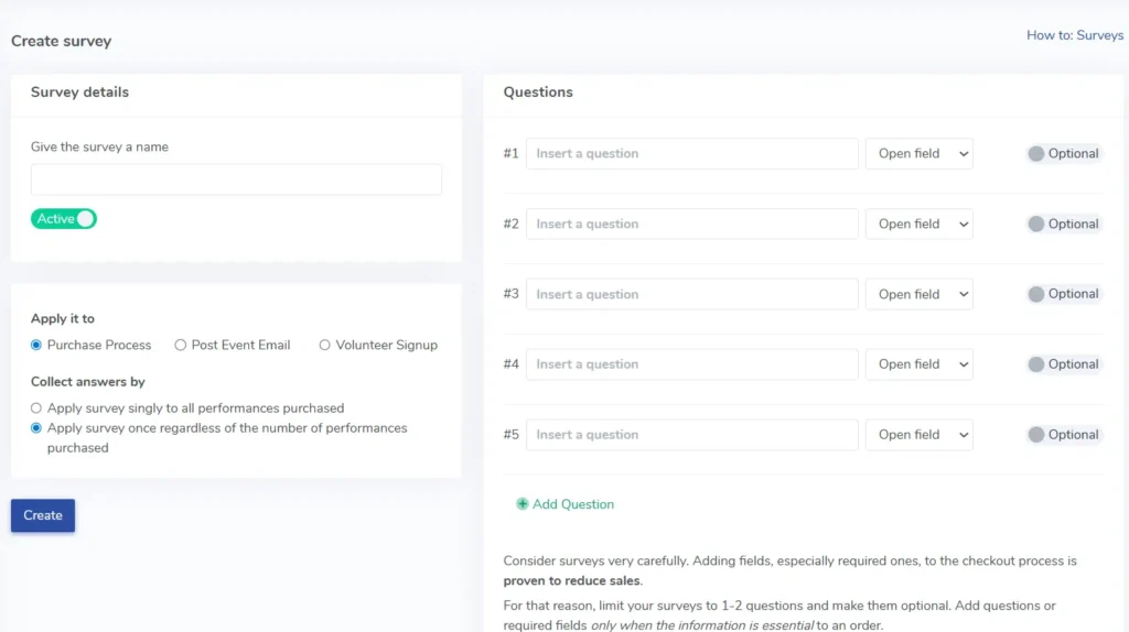 Create a survey screen