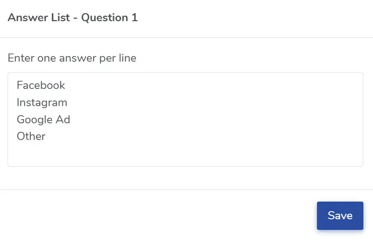 Drop down answer type