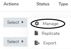 Manage Survey button