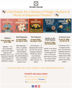 Email marketing example for a theatre season announcement